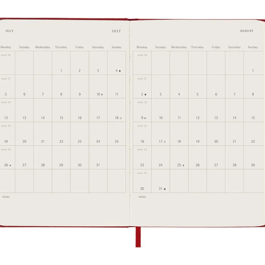 Moleskine Planner 2026/27 18m Hard P Uke Notat – Red