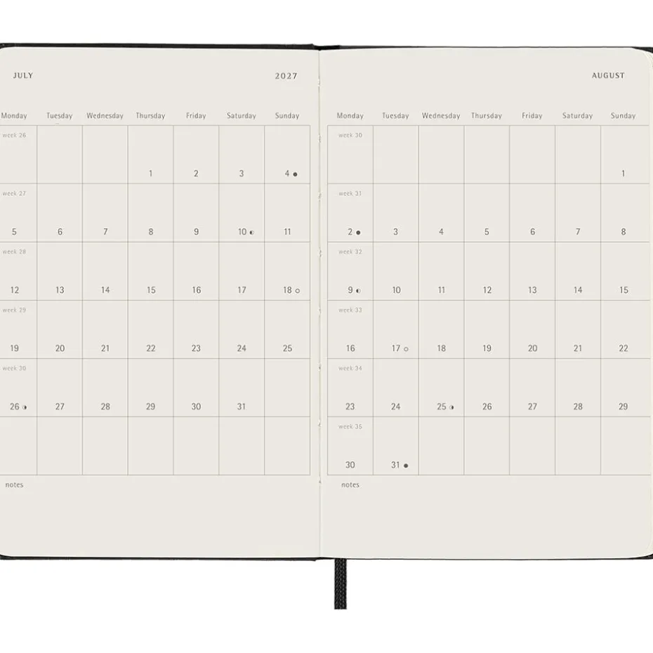 Moleskine Planner 2026/27 18m Hard P Uke Notat – Black