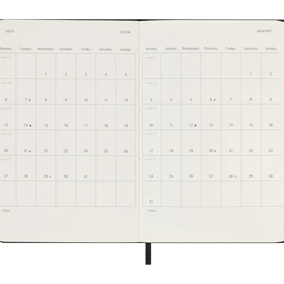 Moleskine Planner 2026 12m Hard P Uke Hor – Black