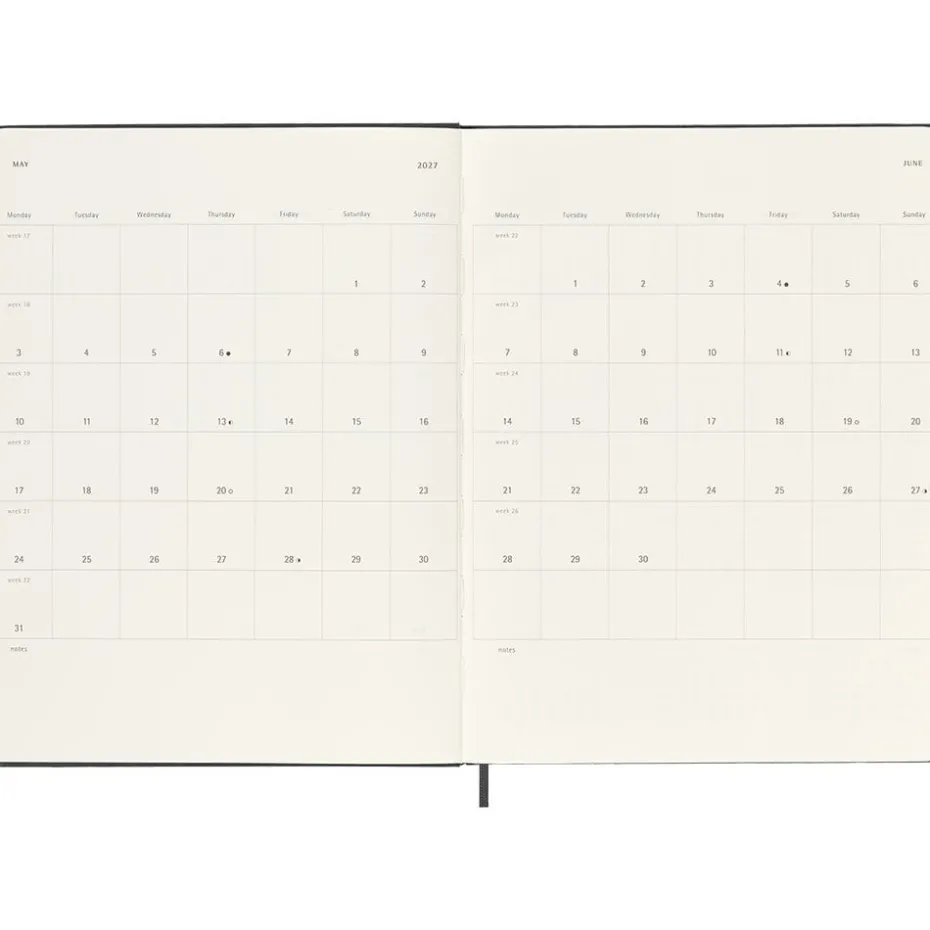 Moleskine Planner 2026/27 18m Hard XL Uke Notat – Black