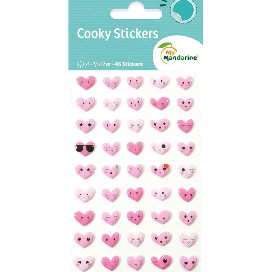 My Mandarine Cooky klistremerker – Hjerter med fjes