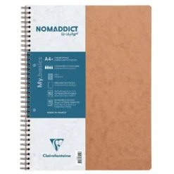Nomaddict Notatbok Spiral A4+ ruter perforert – Brun