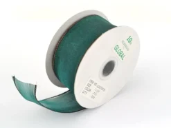 Organzabånd m/wire 40mm grønn 10m