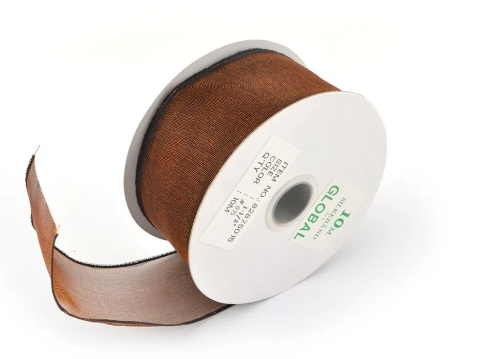 Organzabånd m/wire 40mm kobber 10m