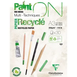 PaintON Mix Media Papirblokk Resirkulert – 30ark 250g – A3