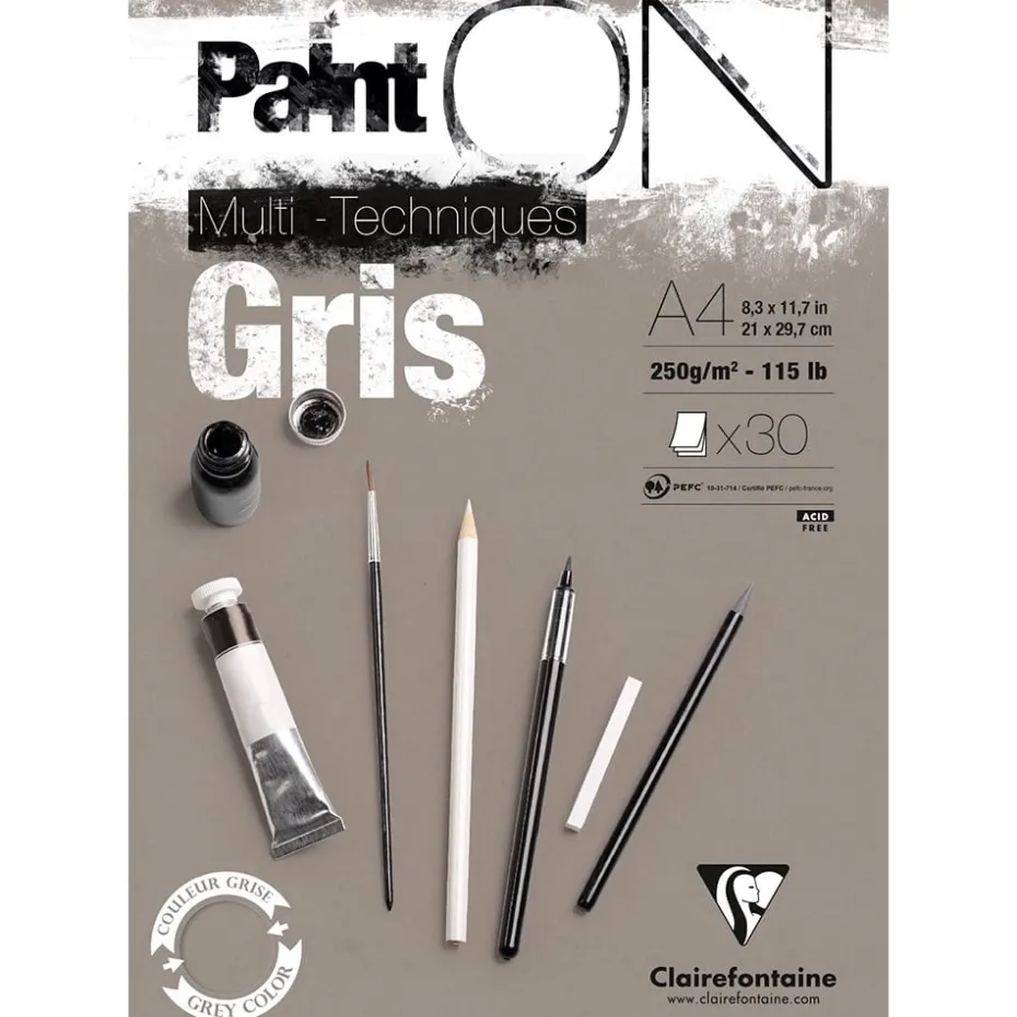 PaintON Mix Media Papirblokk Grey – 30ark 250g – A4