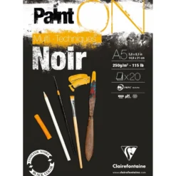PaintON Mix Media Papirblokk Black – 20ark 250g – A5