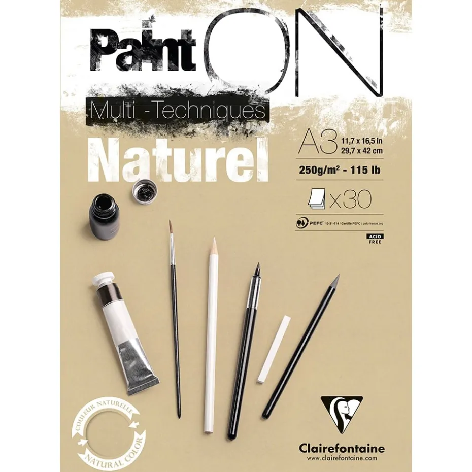 PaintON Mix Media Papirblokk Natur – 30ark 250g – A3