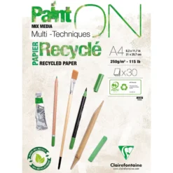 PaintON Mix Media Papirblokk Resirkulert – 30ark 250g – A4
