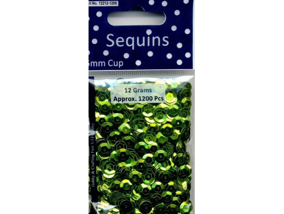 Paljetter Cup – 6mm 12g – Gressgrønn