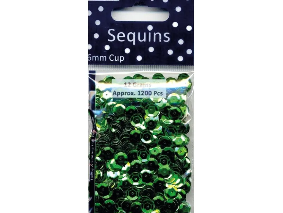 Paljetter Cup – 6mm 12g – Grønn