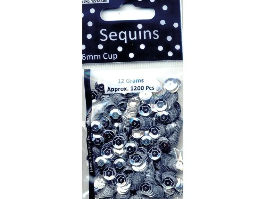 Paljetter Cup – 6mm 12g – Sølv