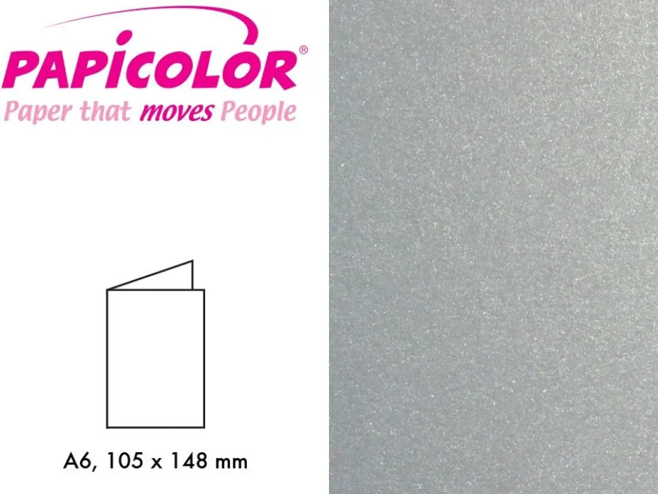 Papicolor Doble kort A6 – 334 Metallic Silver – 6stk