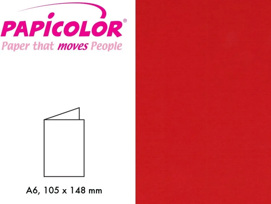 Papicolor Doble kort A6 – 918 Rød – 6stk