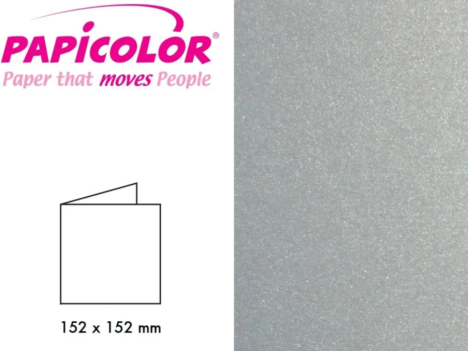 Papicolor Doble kort 152x152mm – 334 Metallic Sølv – 6stk
