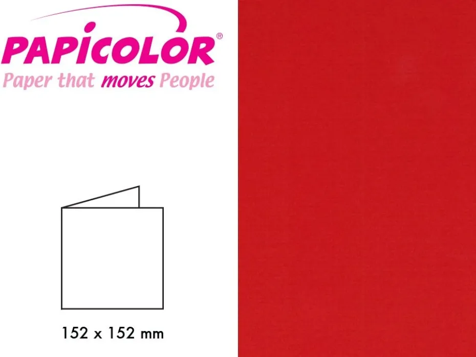 Papicolor Doble kort 152x152mm – 918 Rød – 6stk