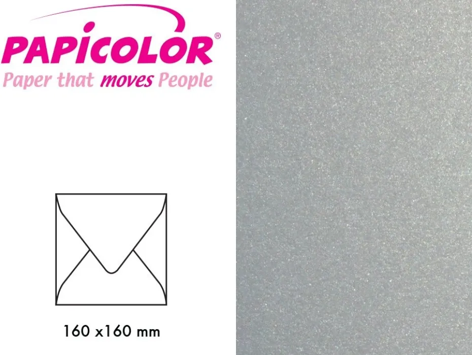 Papicolor Konvolutt 160x160mm – 334 Metallic Sølv – 6stk