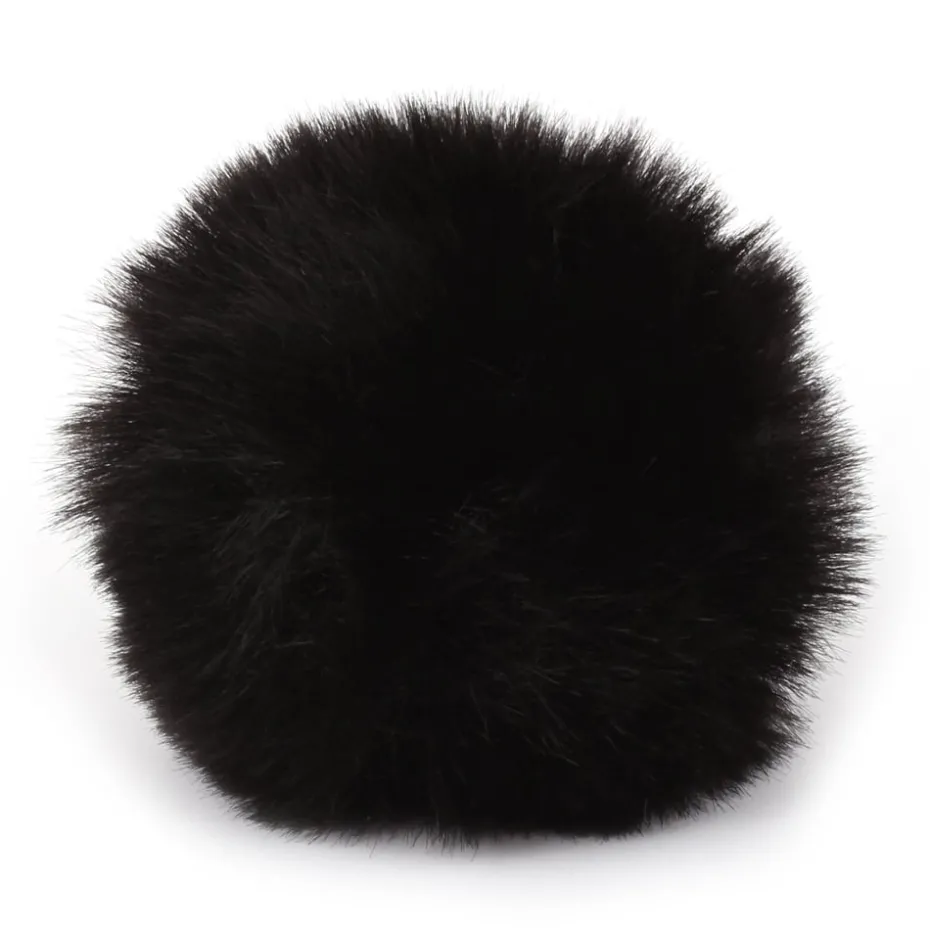 Pelsdusk til lue – Imitasjon – 8cm – Sort