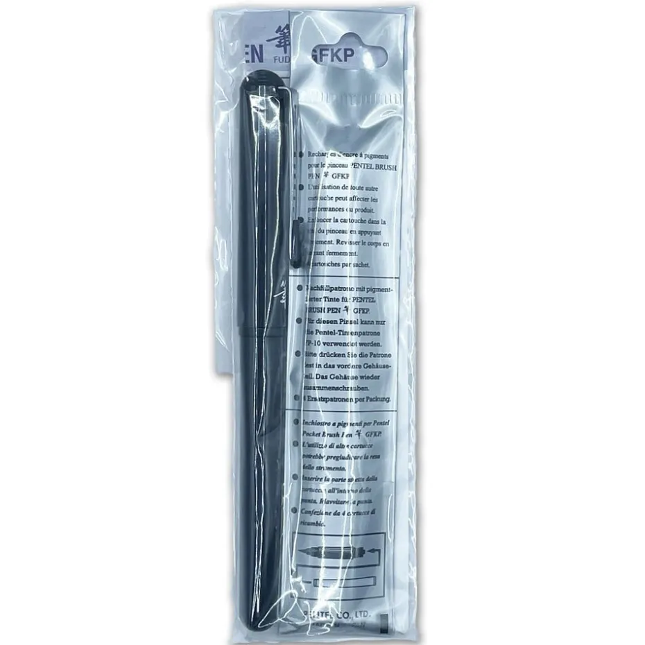 Pentel Pocket Brush Pen – Sort + 4 refills