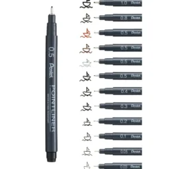 Pentel Pointliner – Sett med 5 stk Fineliner – Sort