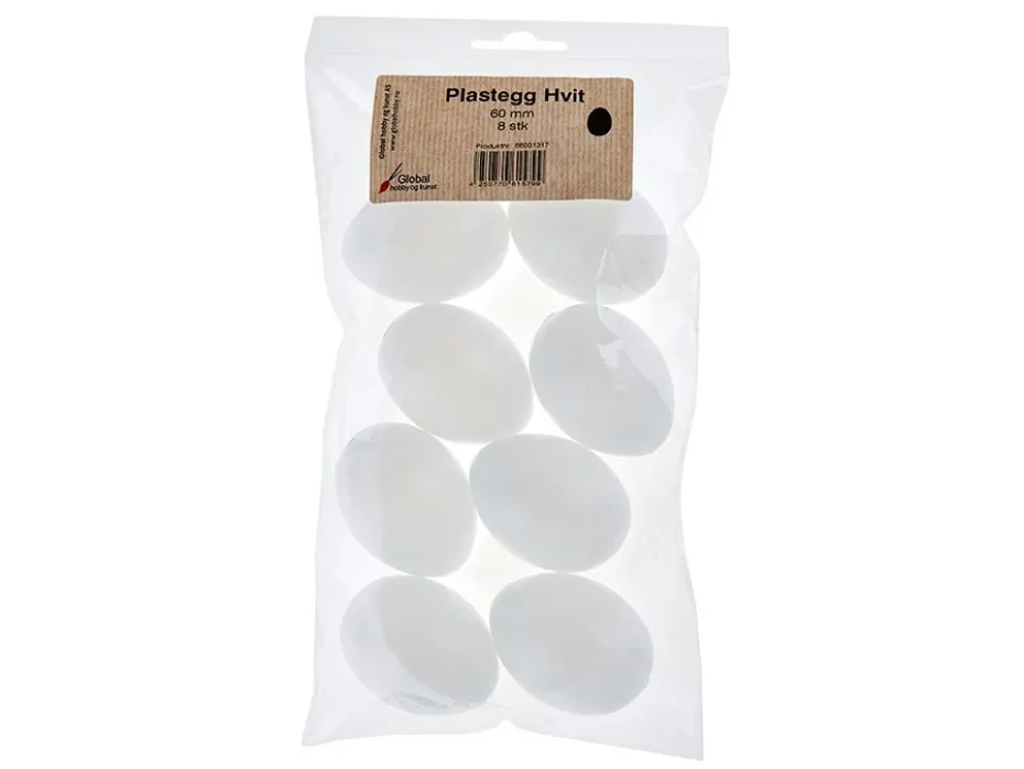 Plastegg – 60mm – Hvit – 8stk