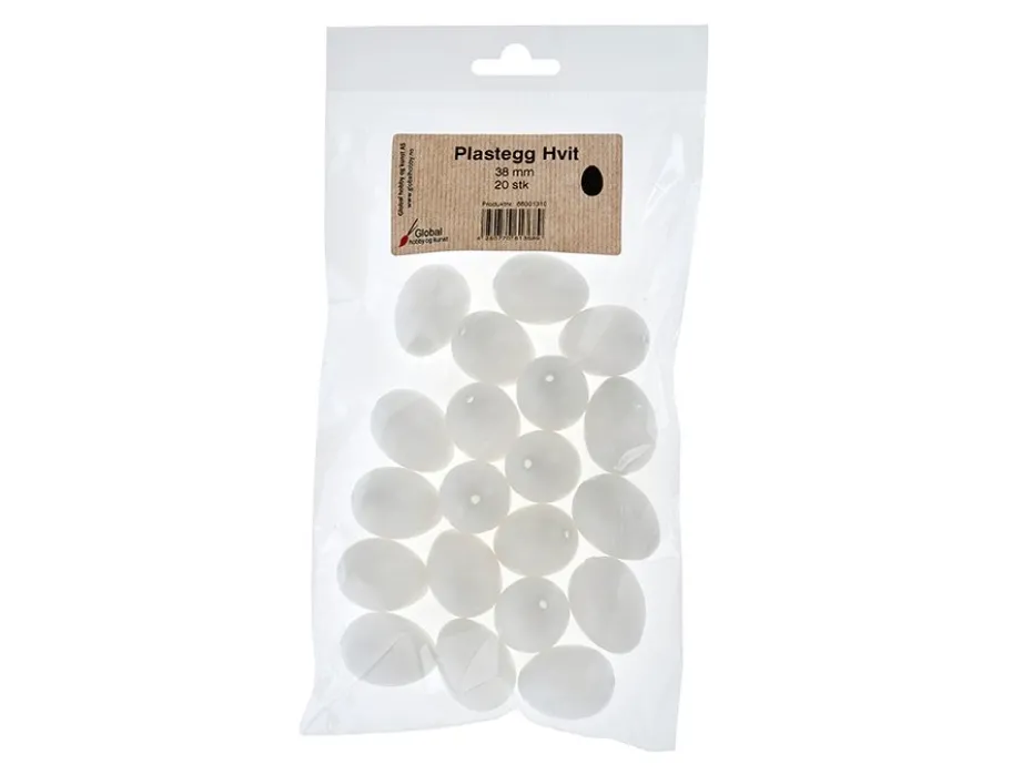 Plastegg – 38mm – Hvit – 20stk