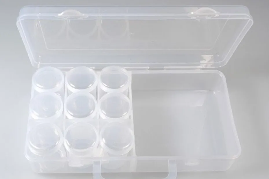 Plastskrin 2 rom /9 runde bokser