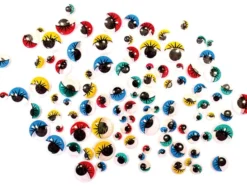 Plastøyne farget m/øyenvipper mix – 100stk
