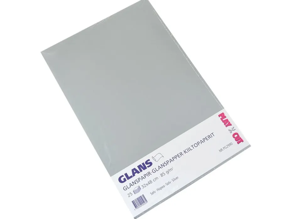Playcut Glanspapir 32x48cm – Sølv – 25ark