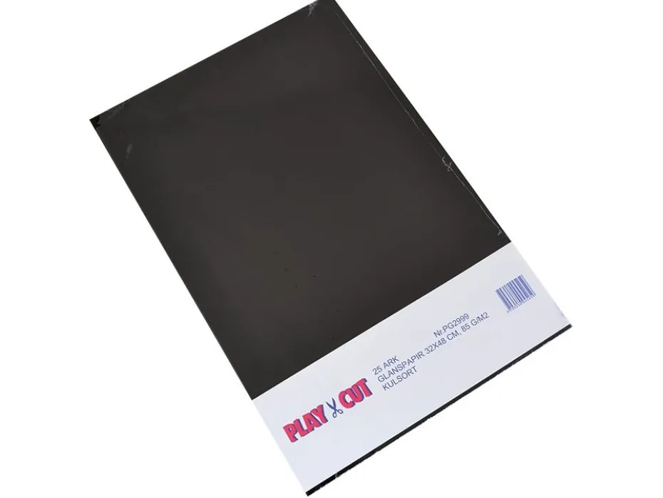 Playcut Glanspapir 32x48cm – Sort – 25ark