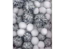 Pomponger sett m/glitter – Hvit – 50ass.
