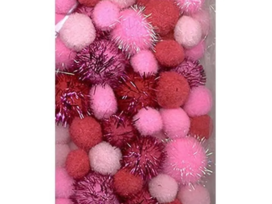 Pomponger sett m/glitter – Rosa – 50ass.