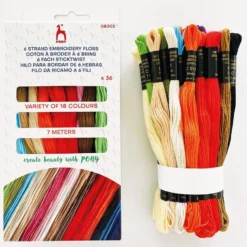 Pony Broderitråd 6-trådet – 36 x 7m – 18 basisfarger