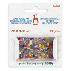 Pony Knappenåler glasshoder 10g 30×0,60mm – Mix