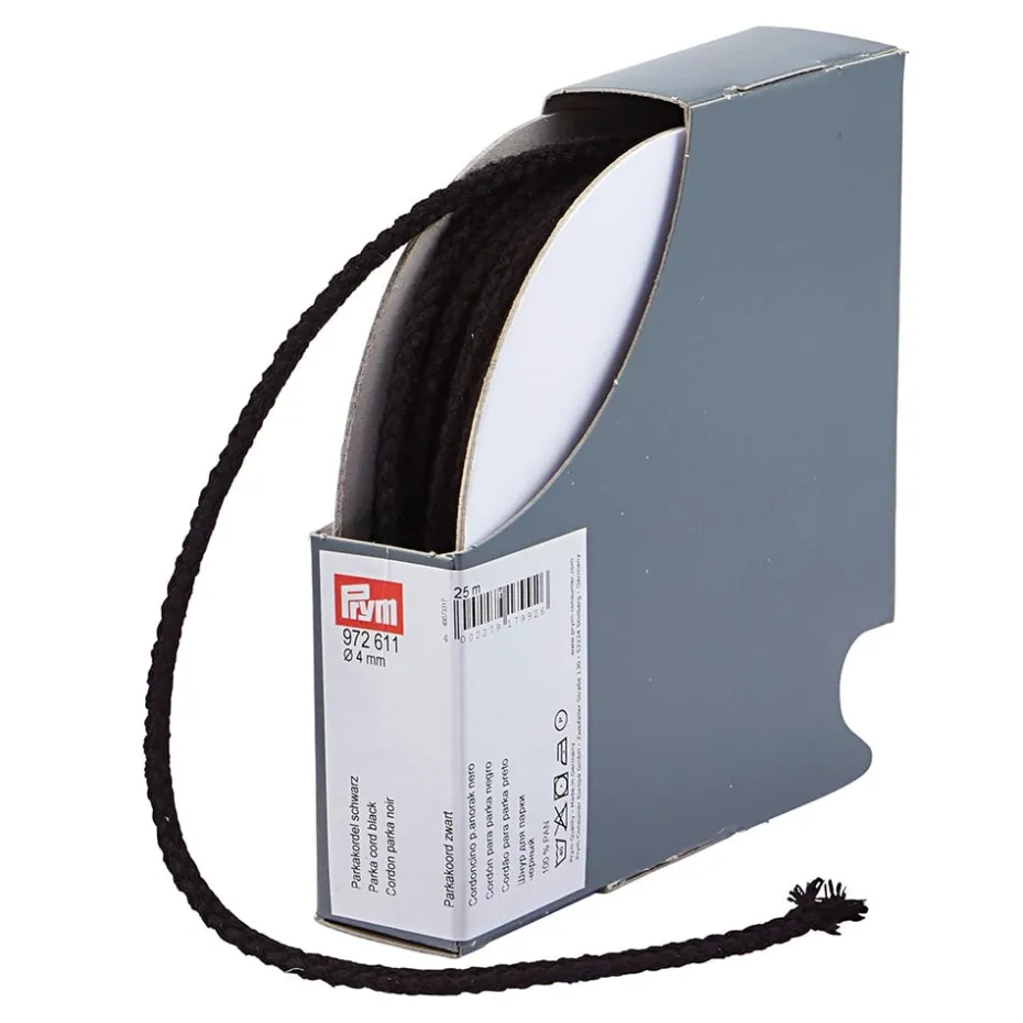 Prym Anorakksnor 4mm 25meter – Sort