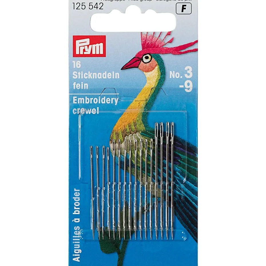 Prym Broderinåler Chenille fin 16stk – No.3-9 – Sølv