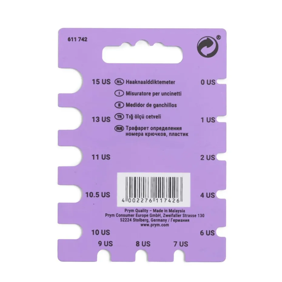 Prym Crochet Hook Gauge – Heklenålmåler
