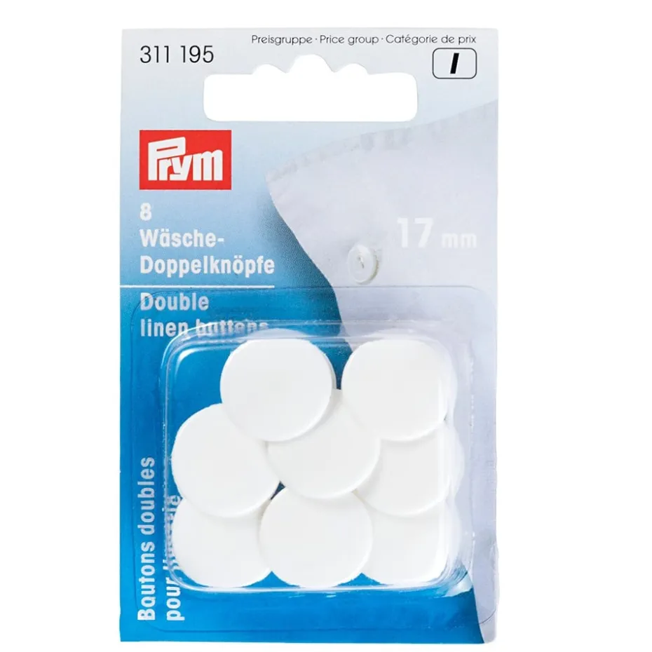 Prym Doble knapper 17mm 8stk – Hvit