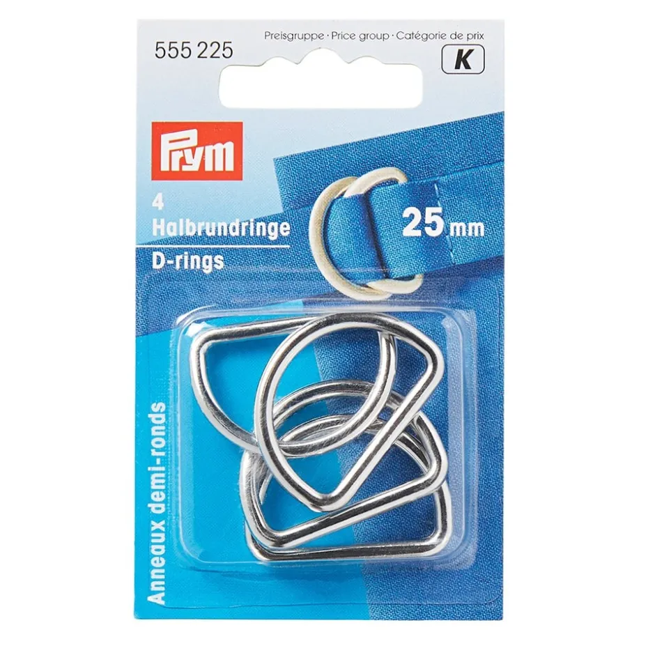 Prym D-ring 25mm 4stk – Sølv