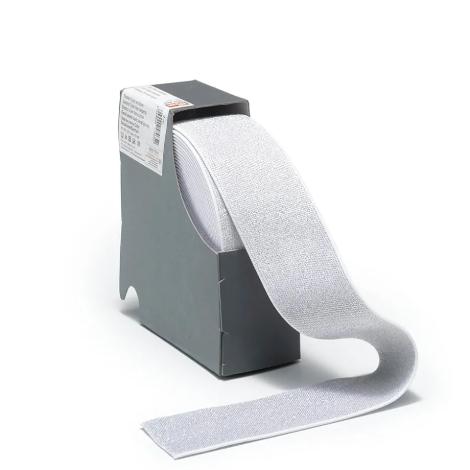 Prym Elastisk strikk – 7m 50mm – Hvit/Sølv