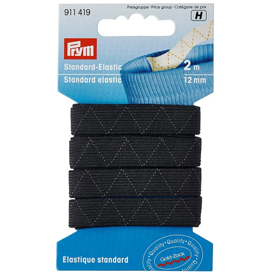 Prym Elastisk strikk – 2m 12mm – Sort
