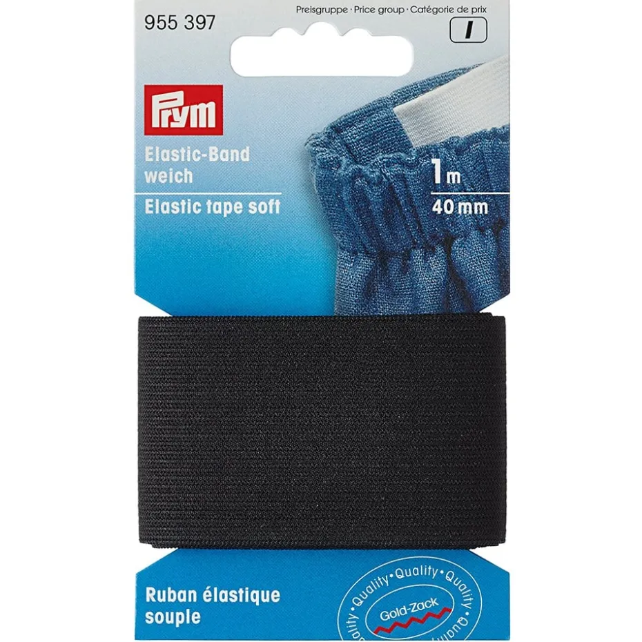 Prym Elastisk strikk – Soft – 1m 40mm – Sort