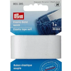 Prym Elastisk strikk – Soft – 1m 30mm – Hvit