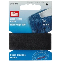 Prym Elastisk strikk – Soft – 1m 25mm – Sort