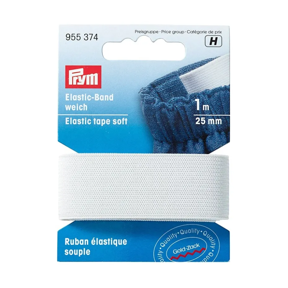 Prym Elastisk strikk – Soft – 1m 25mm – Hvit