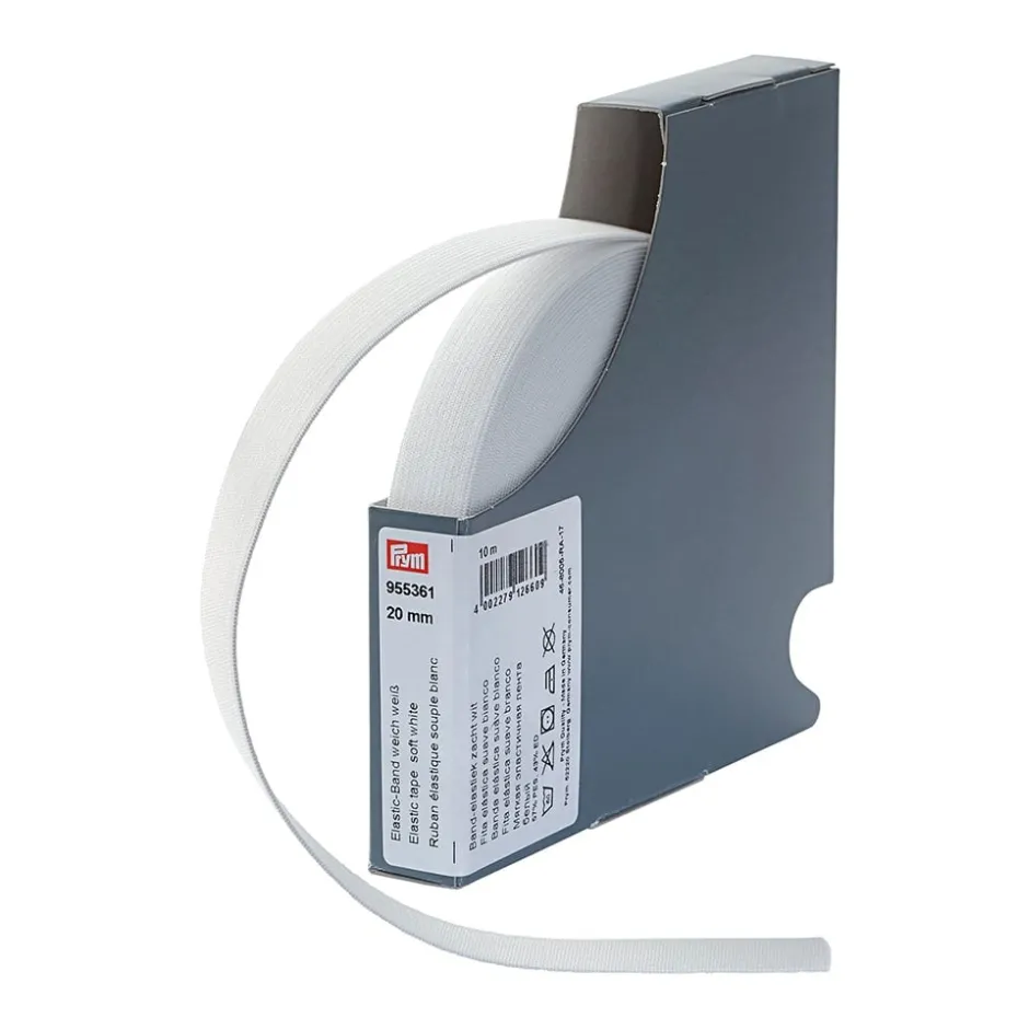 Prym Elastisk strikk – Soft – 10m 20mm – Hvit