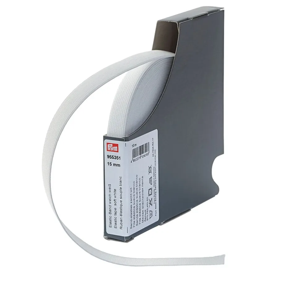 Prym Elastisk strikk – Soft – 10m 15mm – Hvit