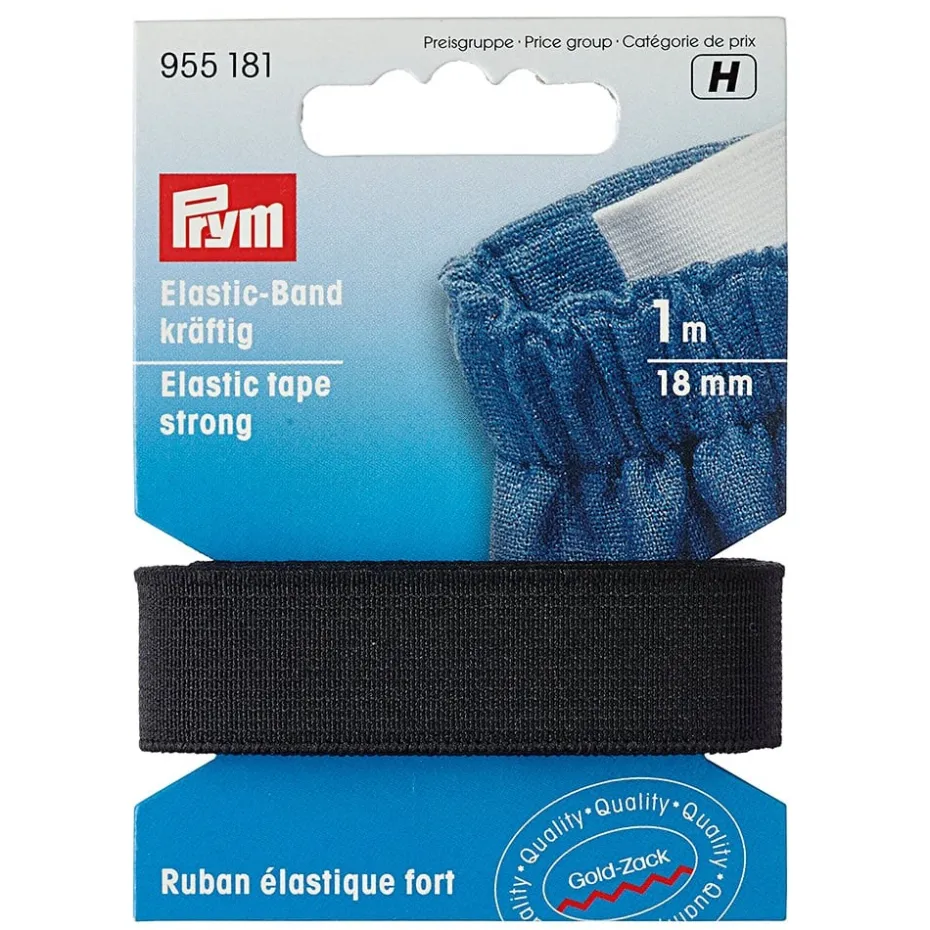 Prym Elastisk strikk – Sterk – 1m 18mm – Sort