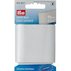 Prym Elastisk strikk – Vevet – 90cm 60mm – Hvit