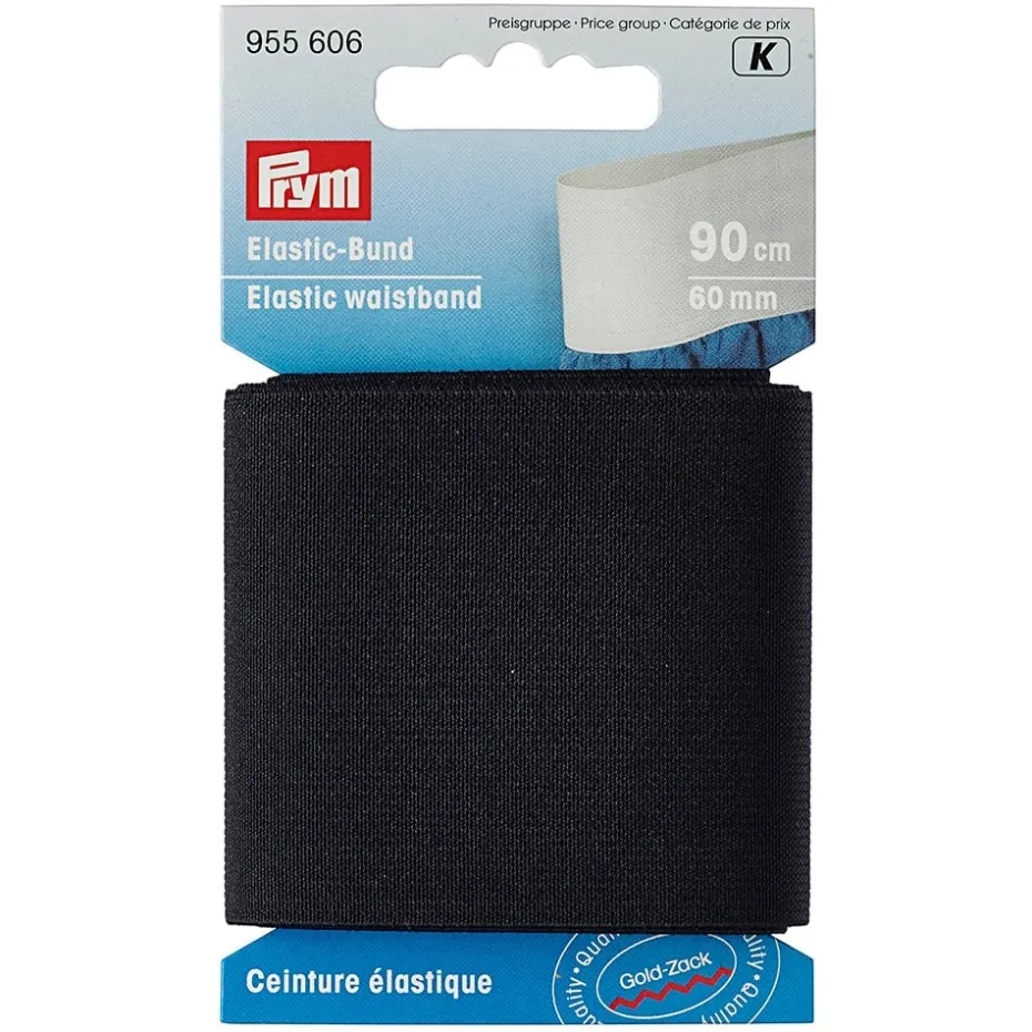 Prym Elastisk strikk – Vevet – 90cm 60mm – Sort